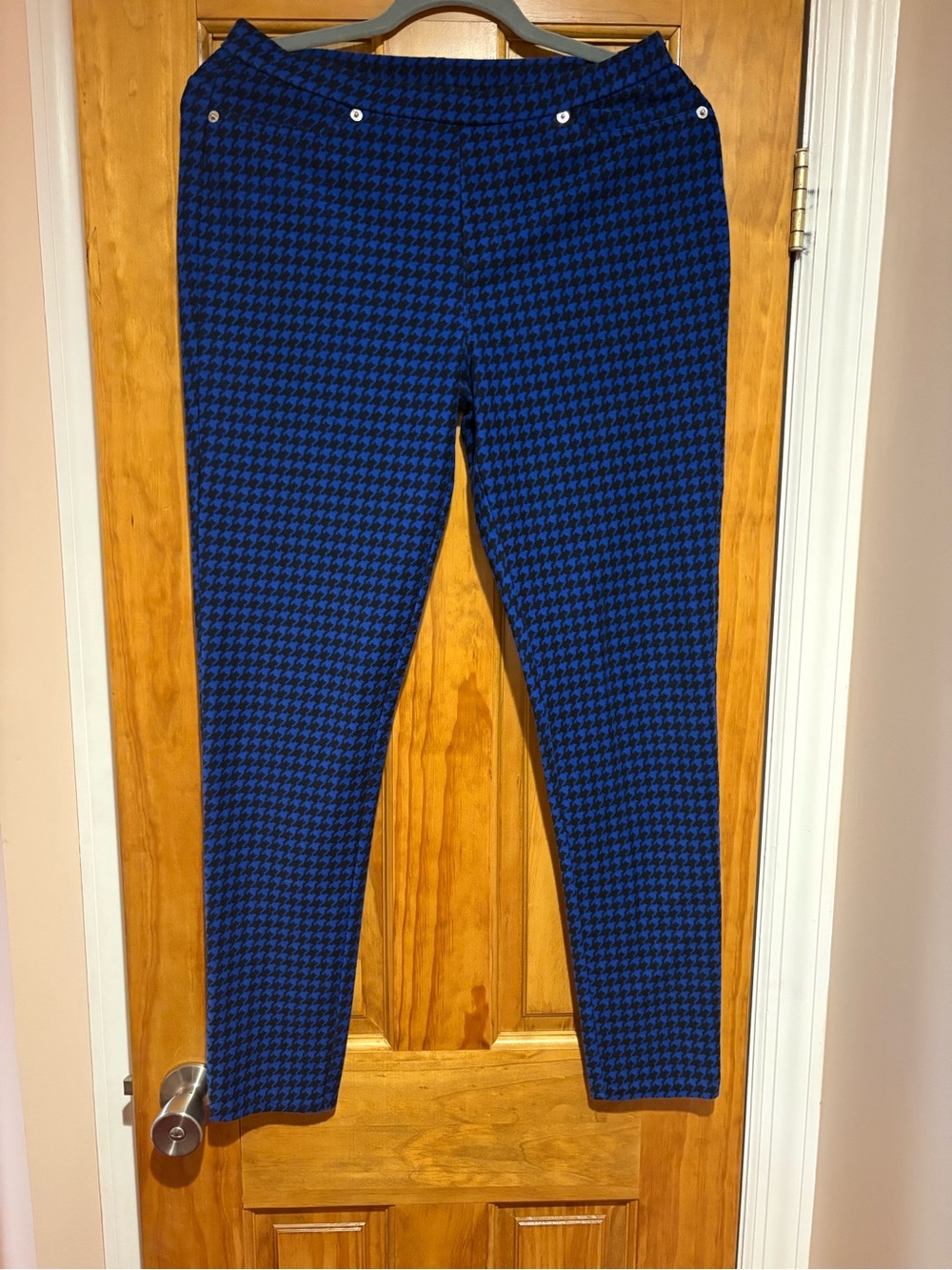 MICHAEL Michael Kors Blue Houndstooth Slim Chinos